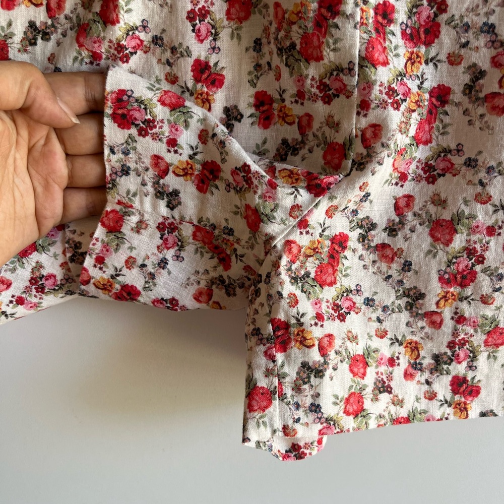 Sezane Lucas Short Fleurs Roses Fond Ecru 6 - Picture 8 of 10